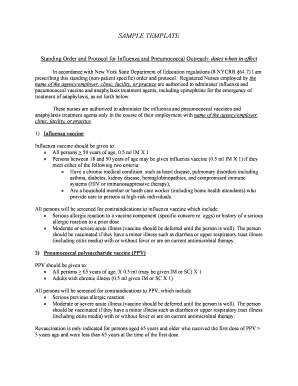 Physician Standing Orders Template  Form