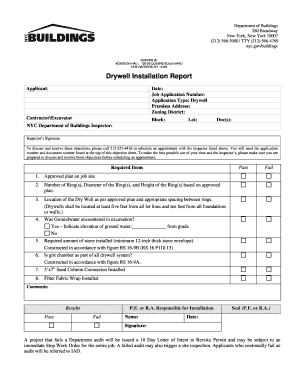 Nyc Drywell Requirements  Form