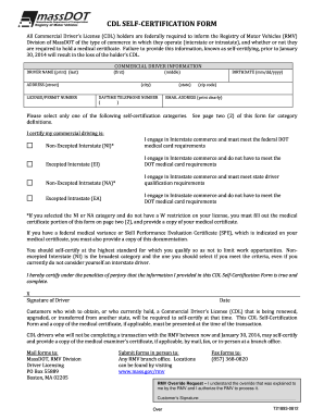 Mass Rmv Dot Self Certification Fill Out And Sign Printable Pdf Template Signnow