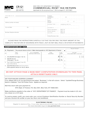 Nyc Commercial Rent Tax Instructions  Form