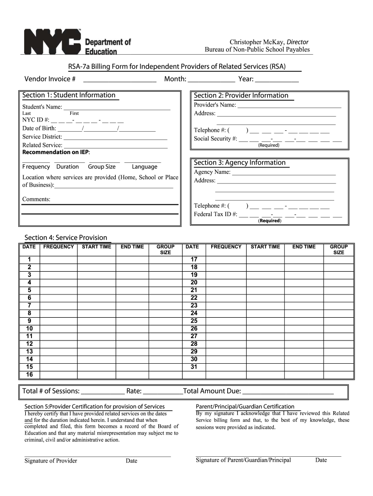 Rsa 7 Form Billing