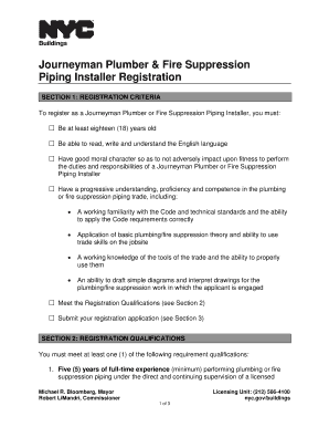 Nyc Journeyman Plumber  Form