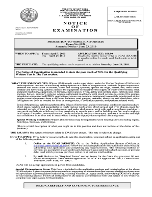 Wiper Examination  Form