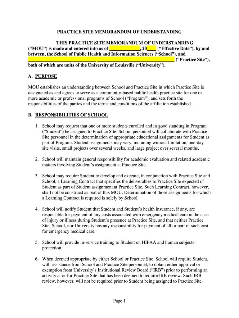 Sample Mou for Nonprofit Partnership Example  Form