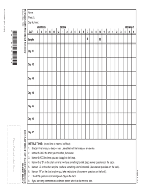 Sleep Diary Template Word  Form