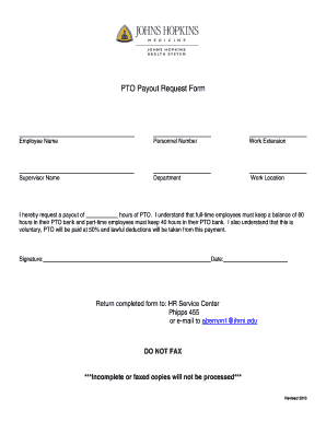 Pto Cash Out Form