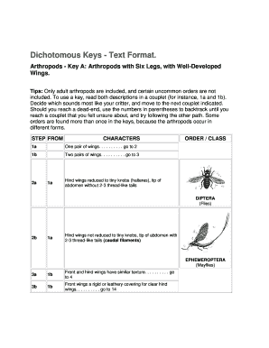 Dichotomous Key of Arthropods  Form