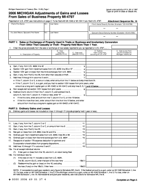 MI 4797, Michigan Adjustments of Gains and Losses from Sales of Business Property MI 4797, Michigan Adjustments of Gains and Los  Form