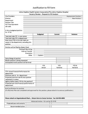 Hospital Request for Position Replacement Form