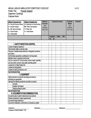Phlebotomy Competency Checklist  Form