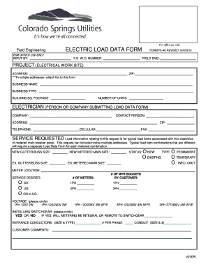 Electric Load Data Form Colorado Springs Utilities Csu