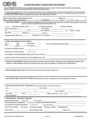 Lausd Accident Investigation Form