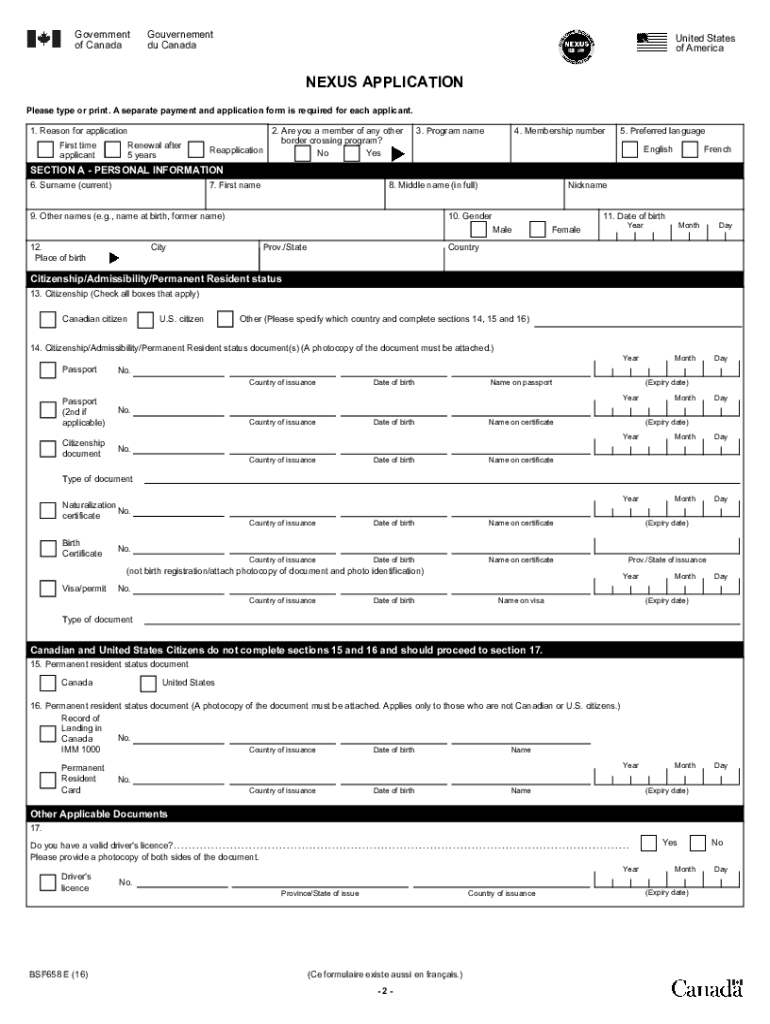 Nexus Application Form PDF