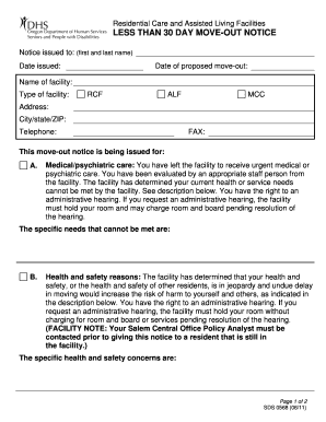  Assisted Living 30 Day Notice Letter Example 2011