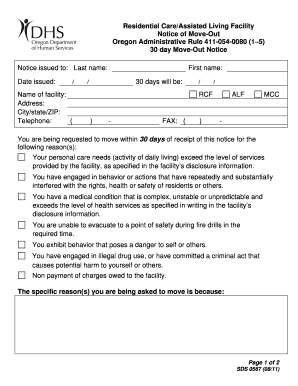  Oregon 30 Day Move Notice Alf Form 2011-2024