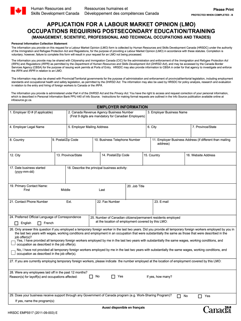  Canada Lmo Form Image 2011