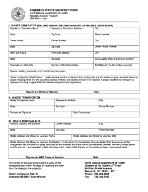  Asbestos Manifest Forms 2005-2024