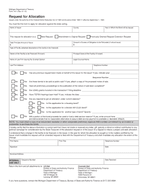 Form 1411, Request for Allocation State of Michigan Michigan