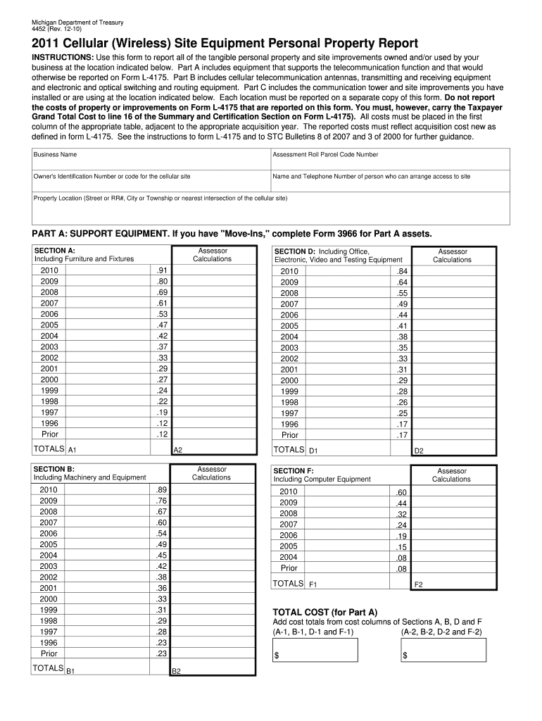 Reset Form Michigan Department of Treasury 4452 Rev