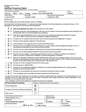 City of Bloomfield Hills, Michigan Michigan Form