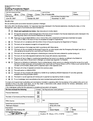 City of Hudsonville Form 496, Auditing Procedures Report Michigan
