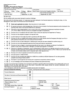 South Haven Community Hospital Authority Michigan  Form
