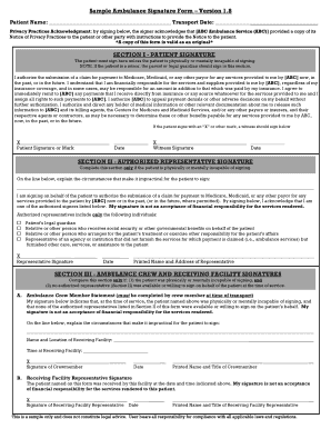 Ambulance Signature Form Version 18