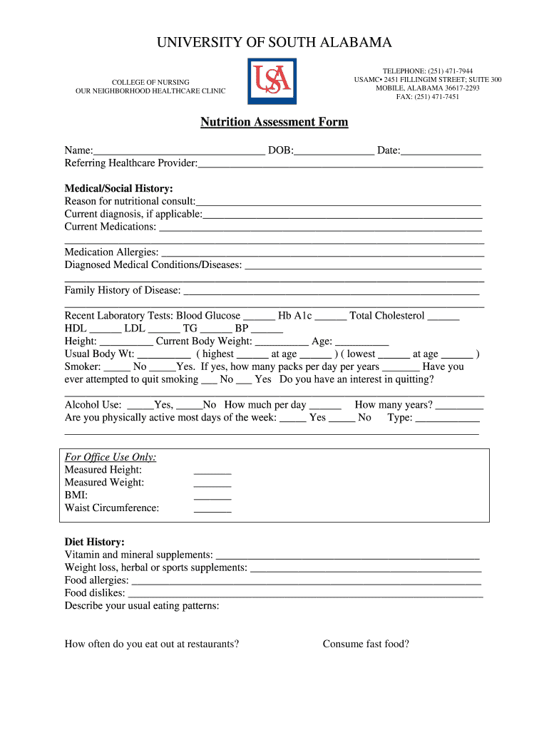 Nutrition Screening Form