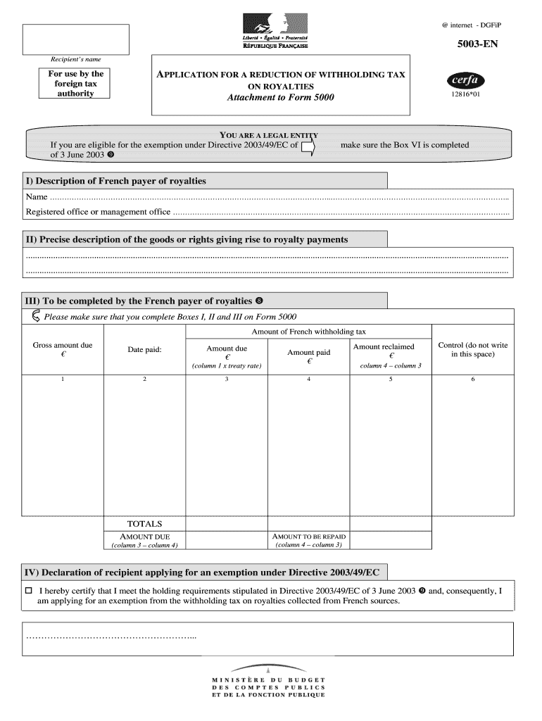 Tax Form 5003