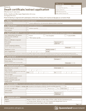 Death Certificate Qld PDF  Form