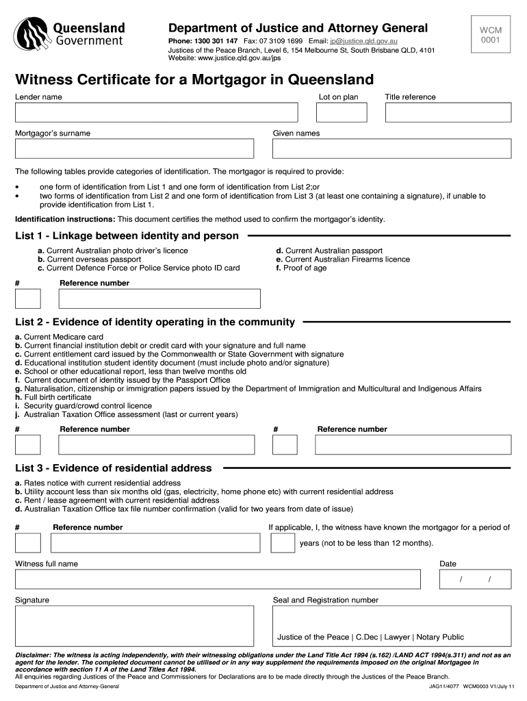  Witness Certificate Format 2011