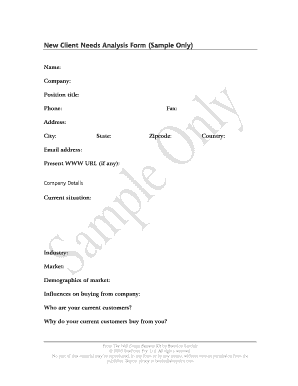 Car Sales Needs Analysis Template  Form