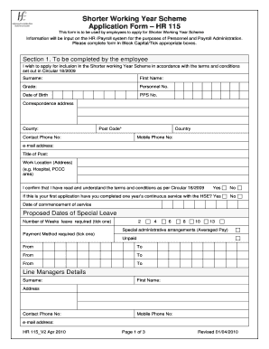 Get and Sign Hse Shorter Working Year 2015-2022 Form