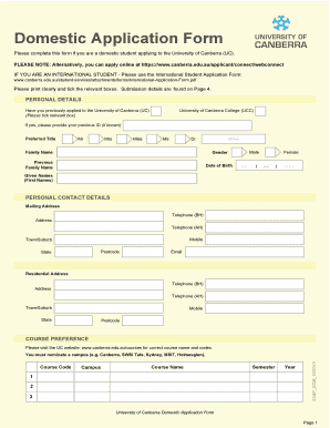 University of Canberra Application Form