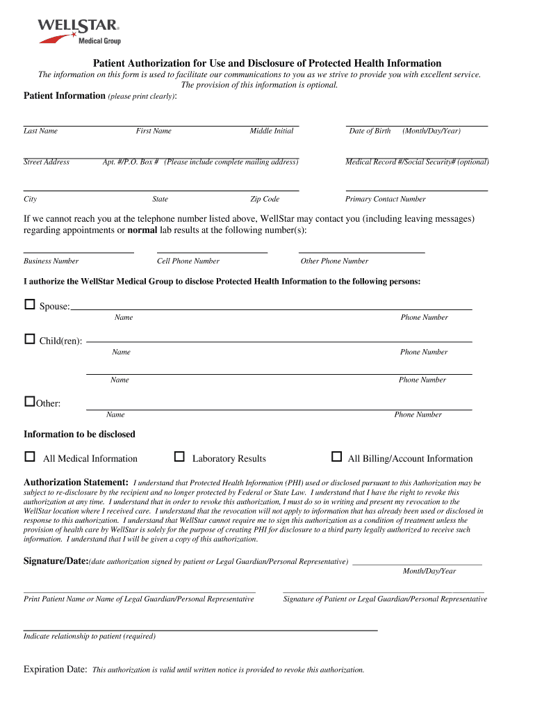 Wellstar Medical Release Form