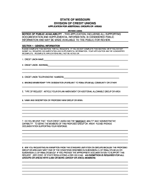 Application for Additional Groups or Geographic Areas  Form