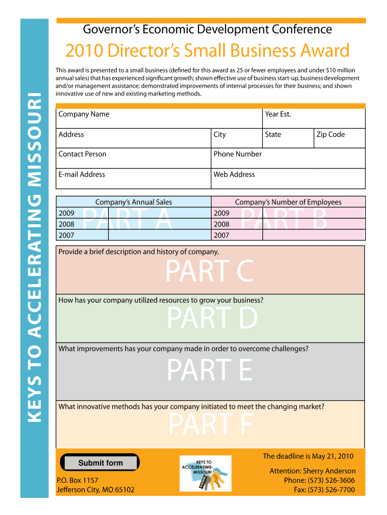 Governor&#039;s Economic Development Conference Ded Mo  Form
