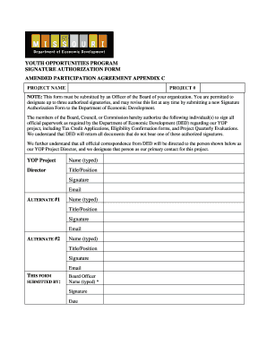 Appendix B YOP Agreement  Form