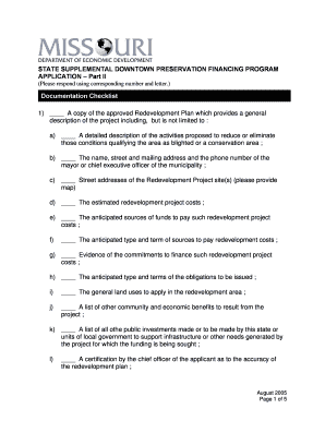 STATE SUPPLEMENTAL DOWNTOWN PRESERVATION FINANCING PROGRAM APPLICATION Part II Please Respond Using Corresponding Number and Let  Form