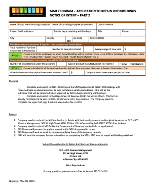 MMJ PROGRAM APPLICATION to RETAIN WITHHOLDINGS Ded Mo  Form