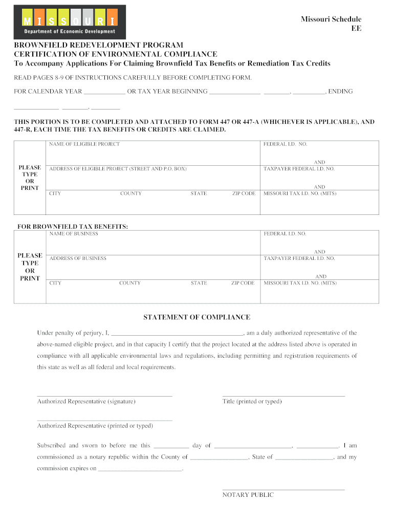 Schedule EE Missouri Department of Economic Development Ded Mo  Form