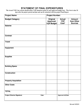 Statement of Expenditures  Form