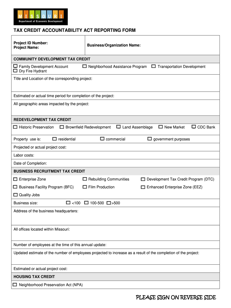 Tax Credit Accountability Reporting  Form