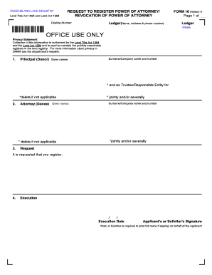 Form 16 Request to Register Power of Attorney