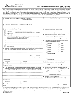 Tax and Revenue Administration Fuel Tax Rebate Enrolment Application Form AT4940 Fuel Tax Rebate Enrolment Application Form AT49