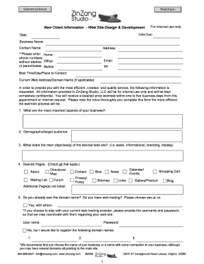 Customer Information Form Design