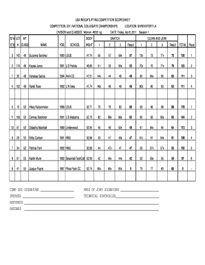 Weightlifting Score Sheet  Form