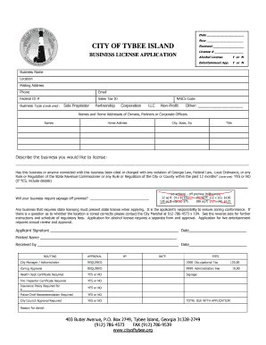 Tybee Island Business License Form