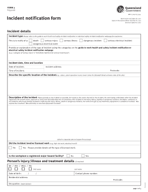 Incident Report Template Qld  Form