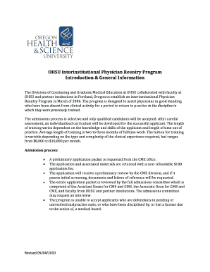 Ohsu Physician Reentry Program  Form